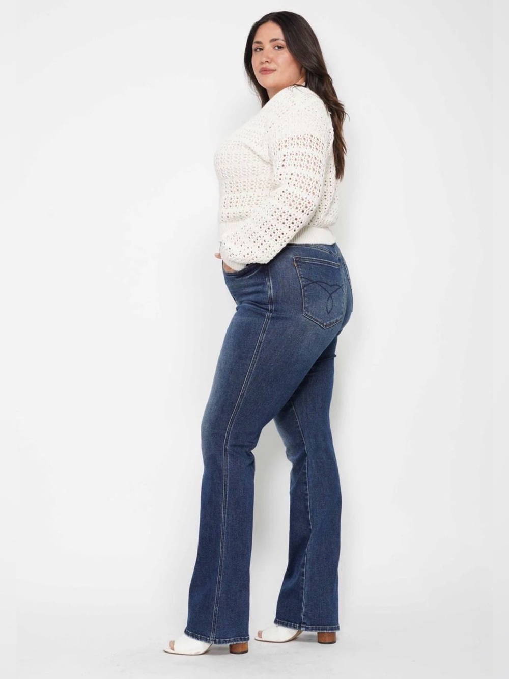 Judy Blue High Waist Tummy Control back pocket embroidery boot cut denim - Picture 4 of 14